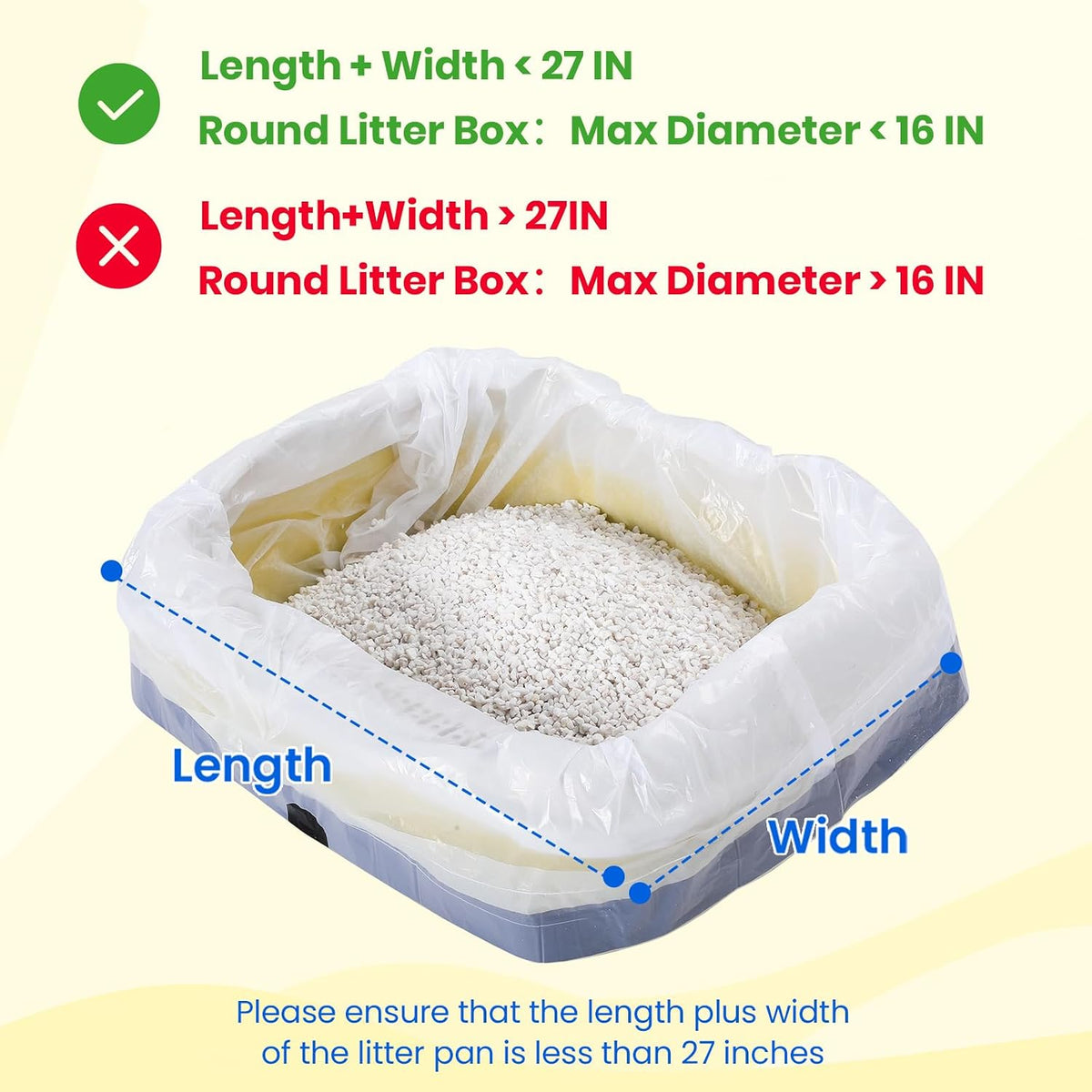 160 Count Automatic Cat Litter Box Liners Bags 27"X13" Drawstring Handle