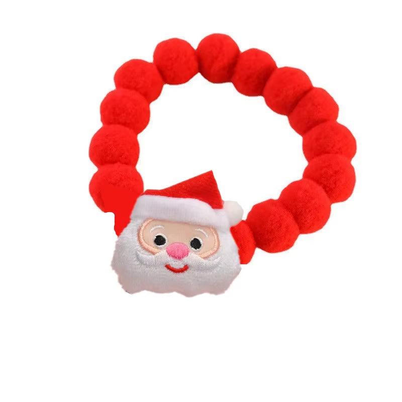 Elastic Plush Pom Ball Pet Collar Christmas Decoration Dog Bowtie Cat Necklace Pet Cat Bow Dog Grooming Accessories