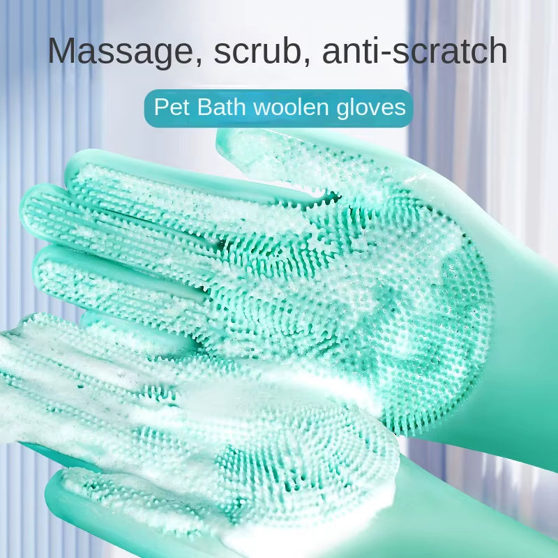Pet Dogs Cats Shower Gloves Cat Brushes, Silicone Bath Massage Brushes Divine Tools for Dog Bathing Products Pet Accessories