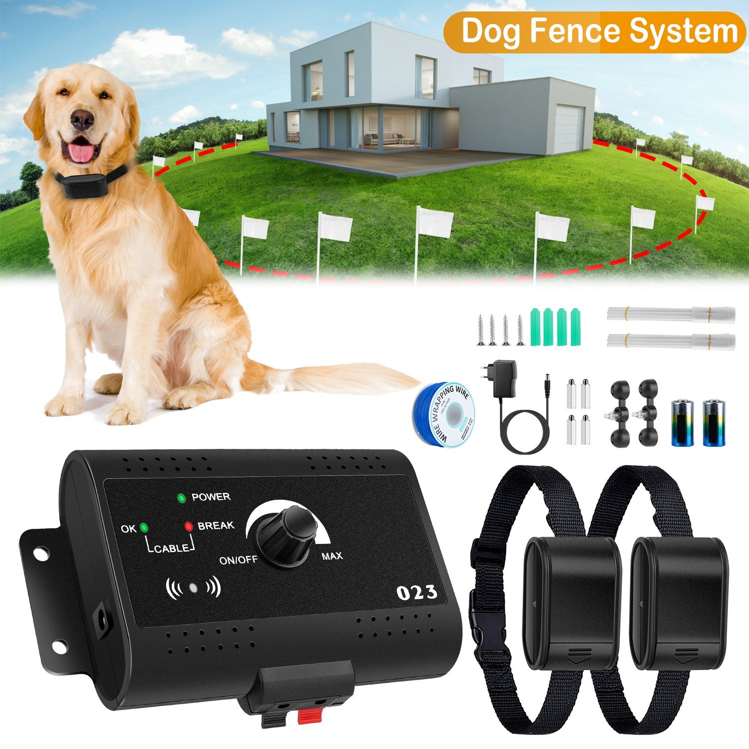 Electric Dog Fence System with Water-Resistant Collar