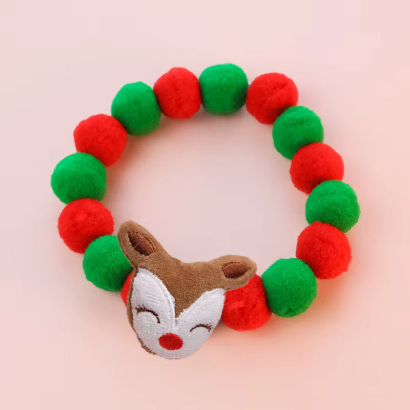 Elastic Plush Pom Ball Pet Collar Christmas Decoration Dog Bowtie Cat Necklace Pet Cat Bow Dog Grooming Accessories