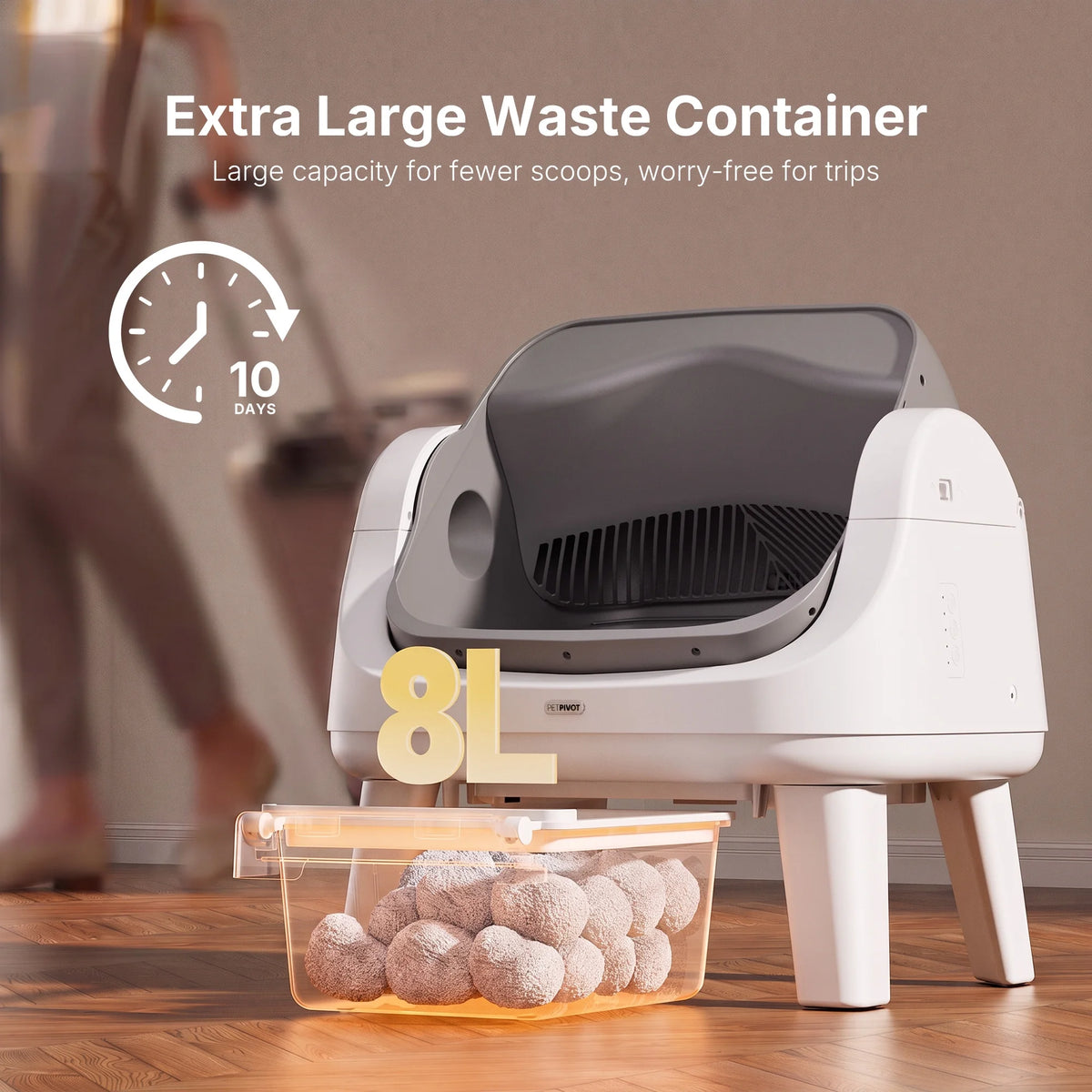 AS12 Automatic Cat Litter Box Self-Cleaning with Safety Protection, Liners, Front Entry Step Included, Grey