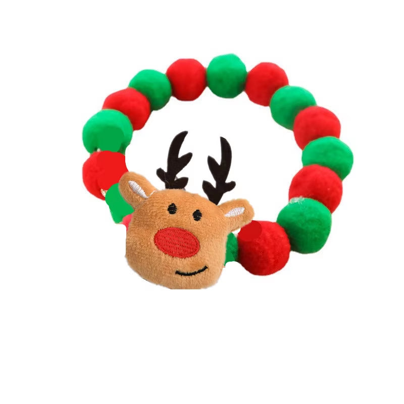 Elastic Plush Pom Ball Pet Collar Christmas Decoration Dog Bowtie Cat Necklace Pet Cat Bow Dog Grooming Accessories