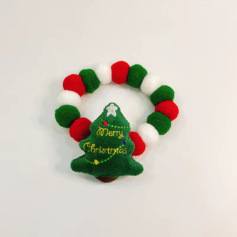 Elastic Plush Pom Ball Pet Collar Christmas Decoration Dog Bowtie Cat Necklace Pet Cat Bow Dog Grooming Accessories