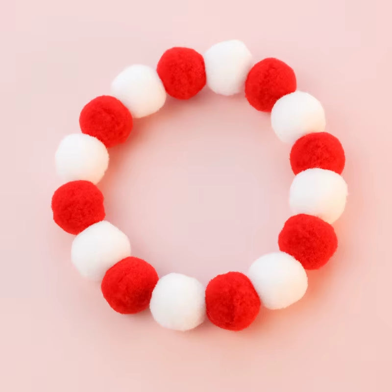 Elastic Plush Pom Ball Pet Collar Christmas Decoration Dog Bowtie Cat Necklace Pet Cat Bow Dog Grooming Accessories