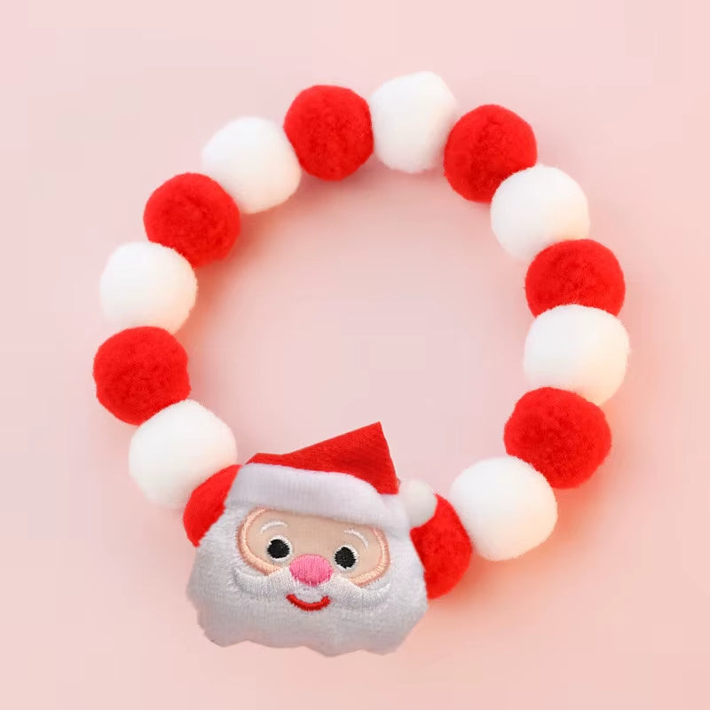 Elastic Plush Pom Ball Pet Collar Christmas Decoration Dog Bowtie Cat Necklace Pet Cat Bow Dog Grooming Accessories