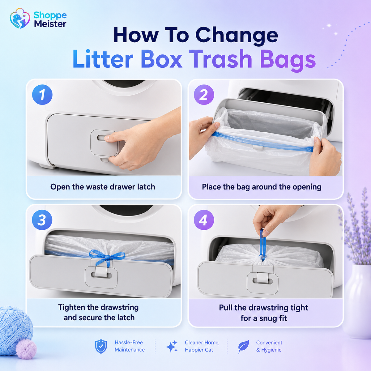 ShoppeMeister Smart Automatic Self-Cleaning Litter Box with App Control & Odor Purification