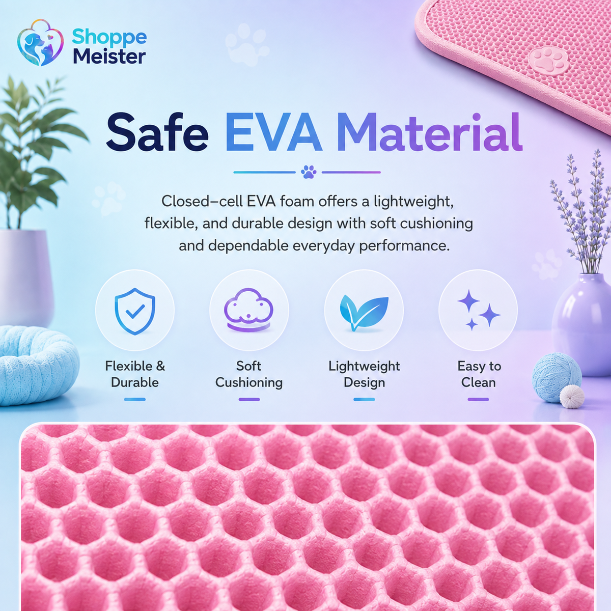 Cat-Shaped Double-Layer Litter Trapping Mat – EVA Waterproof Floor Protector