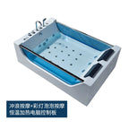 Freestanding Acrylic 2-Person Whirlpool Massage Bathtub with LED Jets