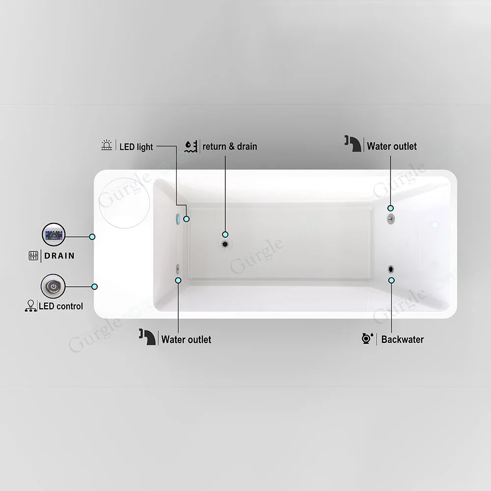 Acrylic Cold Plunge Tub with 1HP Chiller, WiFi App Control
