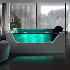 Freestanding Acrylic 2-Person Whirlpool Massage Bathtub with LED Jets