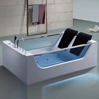Freestanding Acrylic 2-Person Whirlpool Massage Bathtub with LED Jets