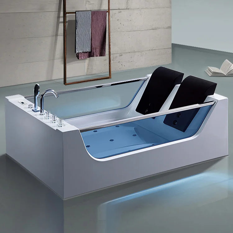 Freestanding Acrylic 2-Person Whirlpool Massage Bathtub with LED Jets