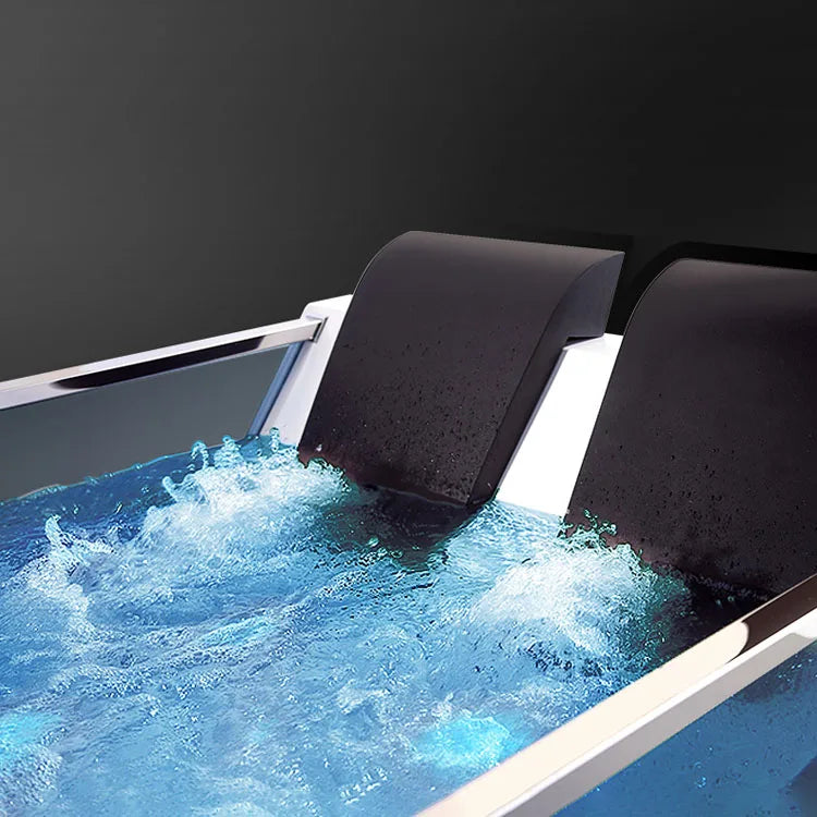 Freestanding Acrylic 2-Person Whirlpool Massage Bathtub with LED Jets