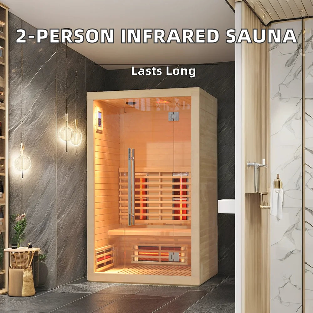 Modern 2-Person Full Spectrum Infrared Sauna Cabin with Smart Electric Heating
