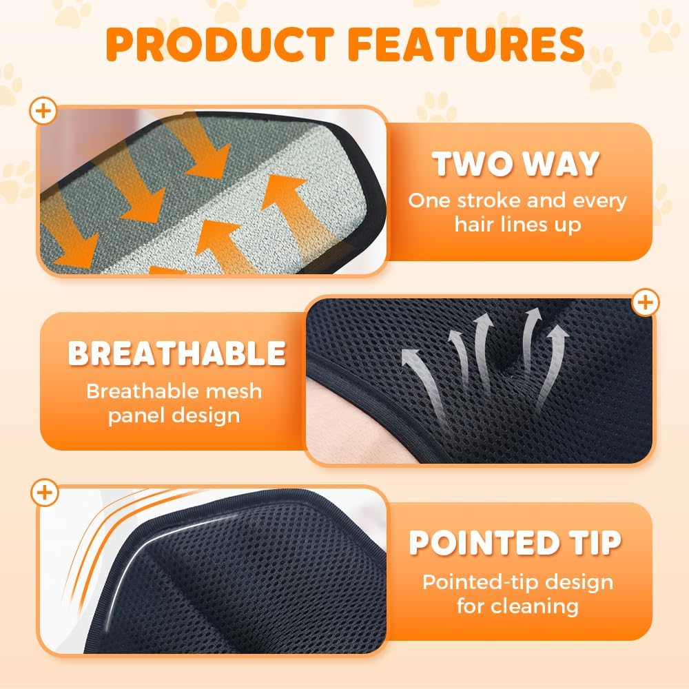 Hair Removal Glove for Pets, Electrostatic Pet Hair Remover Glove for Dogs Cats, Reusable Soft Gloves for Clothes Furniture Bed Couch Carpet Car Seat Cleaning (Black)
