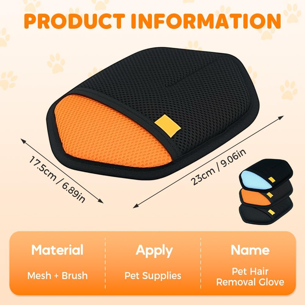 Hair Removal Glove for Pets, Electrostatic Pet Hair Remover Glove for Dogs Cats, Reusable Soft Gloves for Clothes Furniture Bed Couch Carpet Car Seat Cleaning (Black)