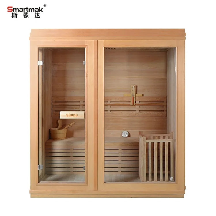 Hemlock Finland-Style Home Sauna Cabin with Harvia 6kW Stove