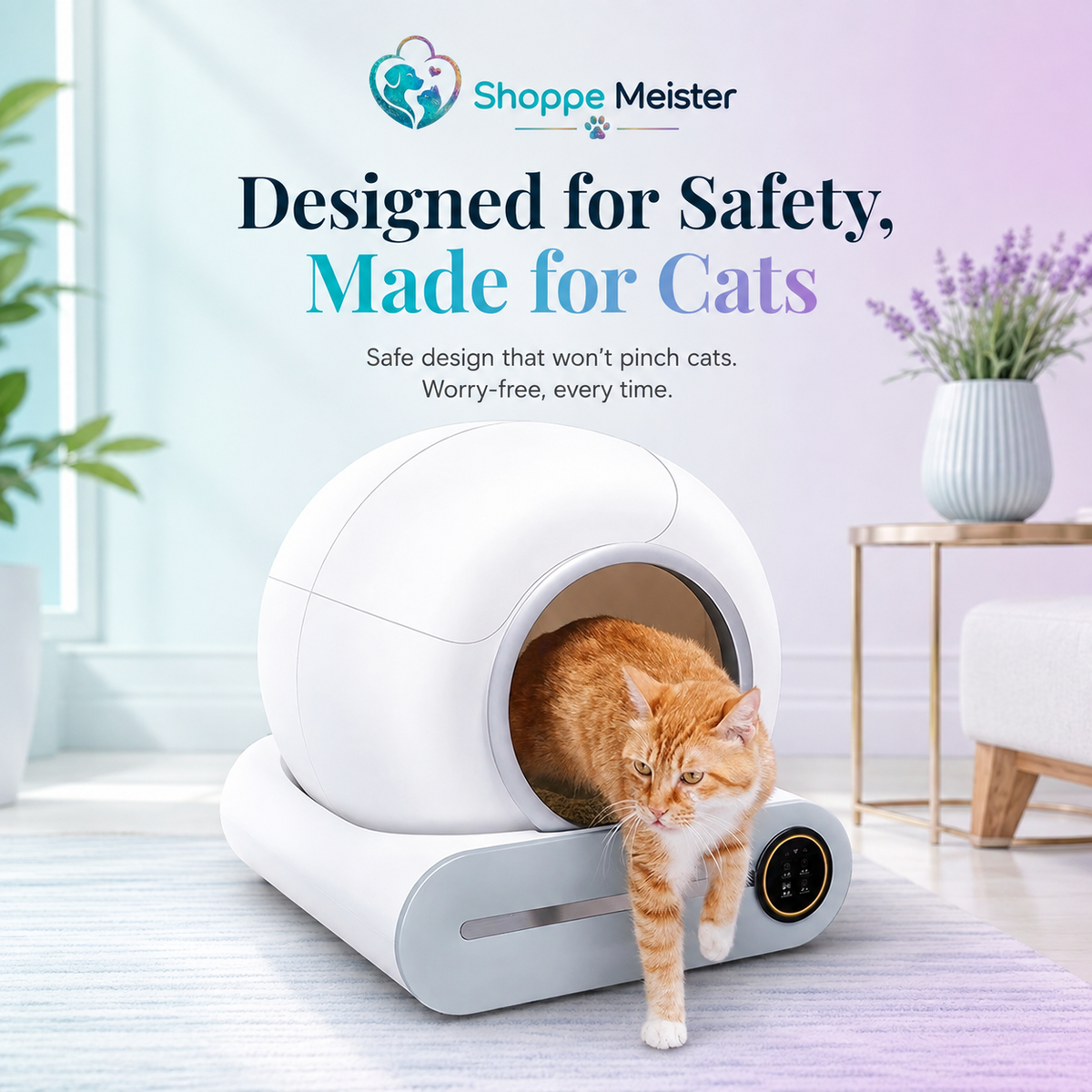 ShoppeMeister Smart Automatic Self-Cleaning Litter Box with App Control & Odor Purification
