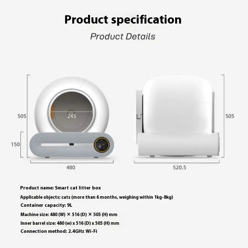 ShoppeMeister Smart Automatic Self-Cleaning Litter Box with App Control & Odor Purification