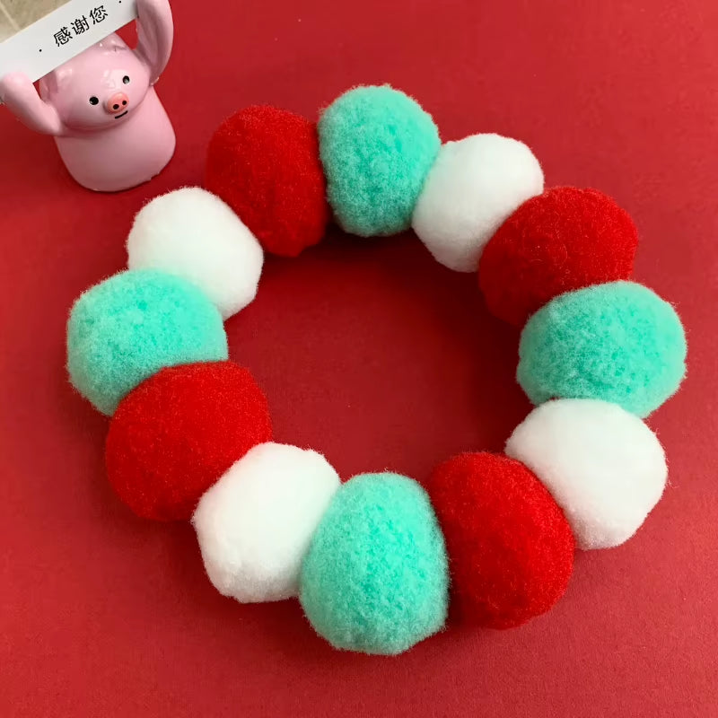 Elastic Plush Pom Ball Pet Collar Christmas Decoration Dog Bowtie Cat Necklace Pet Cat Bow Dog Grooming Accessories