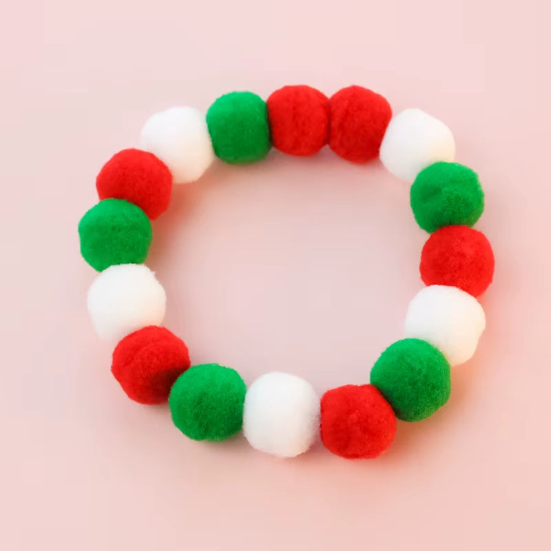 Elastic Plush Pom Ball Pet Collar Christmas Decoration Dog Bowtie Cat Necklace Pet Cat Bow Dog Grooming Accessories