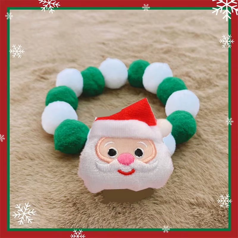 Elastic Plush Pom Ball Pet Collar Christmas Decoration Dog Bowtie Cat Necklace Pet Cat Bow Dog Grooming Accessories