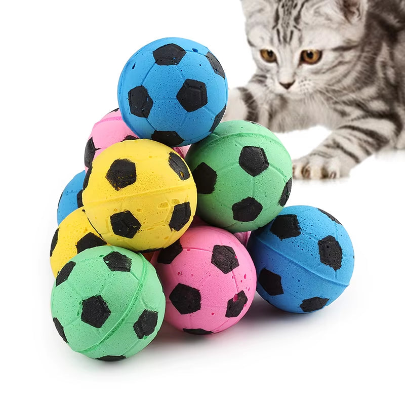 10Pcs Colorful Ball Cat Toy Pet Foam Footaball Play Pet Toys