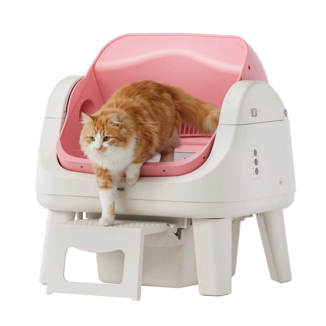 AS12 Automatic Cat Litter Box Self-Cleaning with Safety Protection, Liners, Front Entry Step Included, Pink
